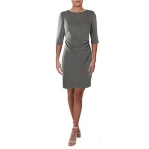 Lauren Ralph Lauren Womens Cierra Ruched Houndstooth Jacquard Sheath Dress, 16